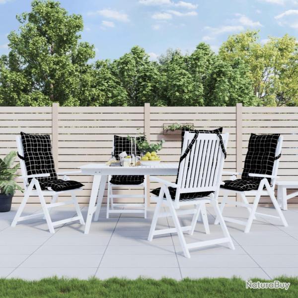 Coussins de chaise � dossier haut lot de 4 motif carreaux noir