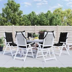 Coussins de chaise &agrave; dossier haut lot de 6 motif carreaux noir