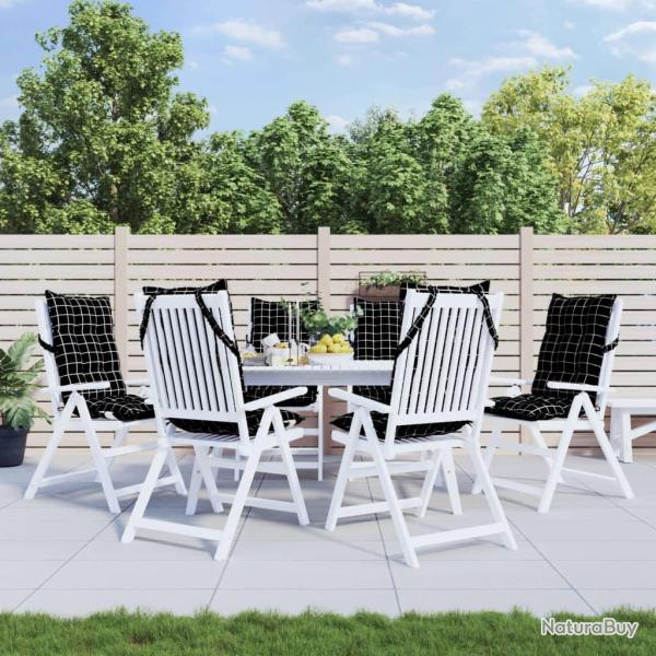 Coussins de chaise � dossier haut lot de 6 motif carreaux noir