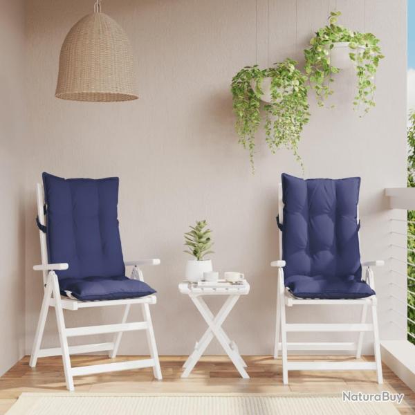 Coussins de chaise � dossier haut lot de 2 bleu marine