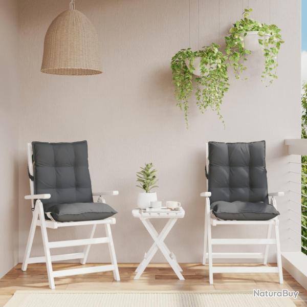 Coussins de chaise � dossier bas lot de 2 anthracite
