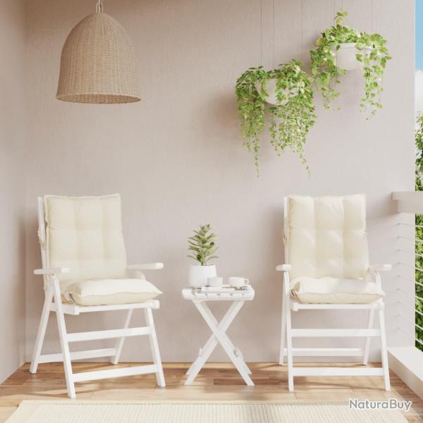 Coussins de chaise � dossier bas lot de 2 cr�me tissu oxford