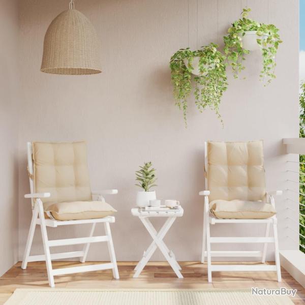 Coussins de chaise � dossier bas lot de 2 beige tissu oxford