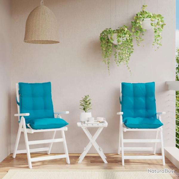 Coussins de chaise � dossier bas lot de 2 bleu clair