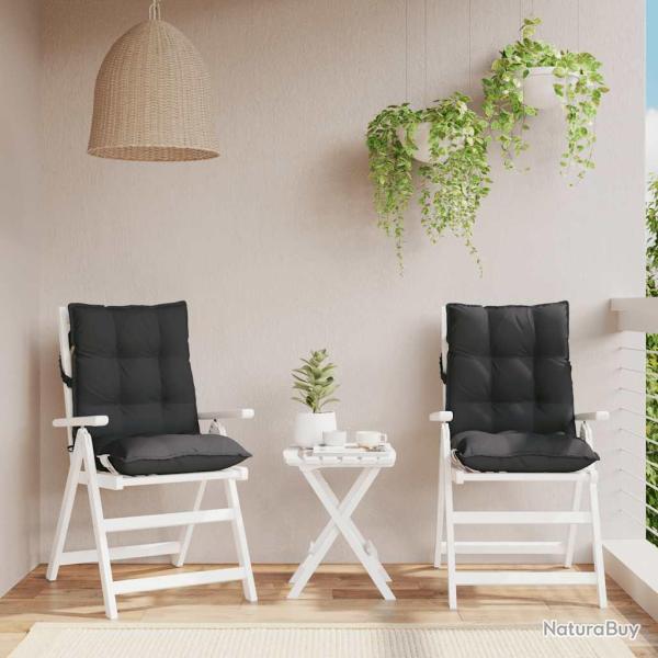 Coussins de chaise � dossier bas lot de 2 noir tissu oxford