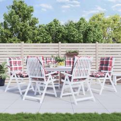 Coussins de chaise &agrave; dossier bas lot de 6 motif carreaux rouge