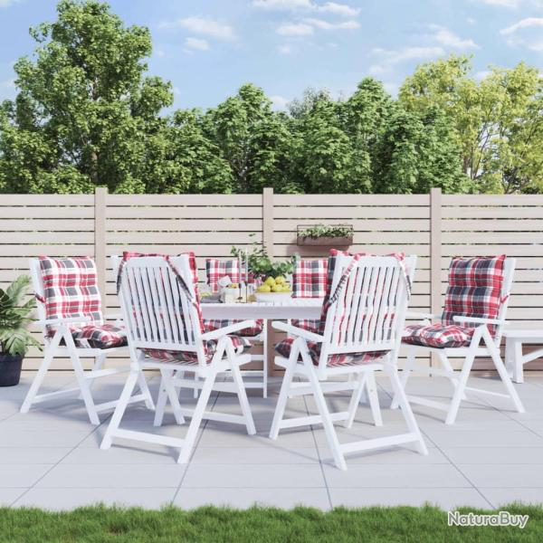 Coussins de chaise � dossier bas lot de 6 motif carreaux rouge