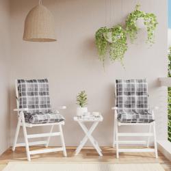 Coussins de chaise &agrave; dossier bas lot de 2 motif carreaux gris