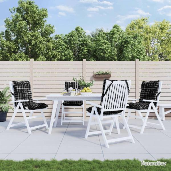 Coussins de chaise � dossier bas lot de 4 motif � carreaux noir