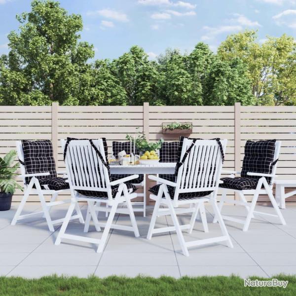 Coussins de chaise � dossier bas lot de 6 motif � carreaux noir