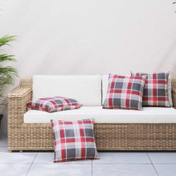 Coussins de canap&eacute; 4 pcs motif &agrave; carreaux rouges 60 x 60 cm en tissu