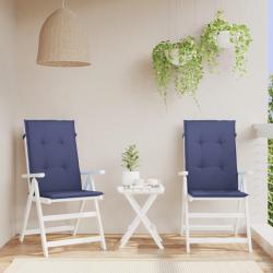 Coussins de chaise &agrave; dossier haut lot de 2 bleu marine tissu