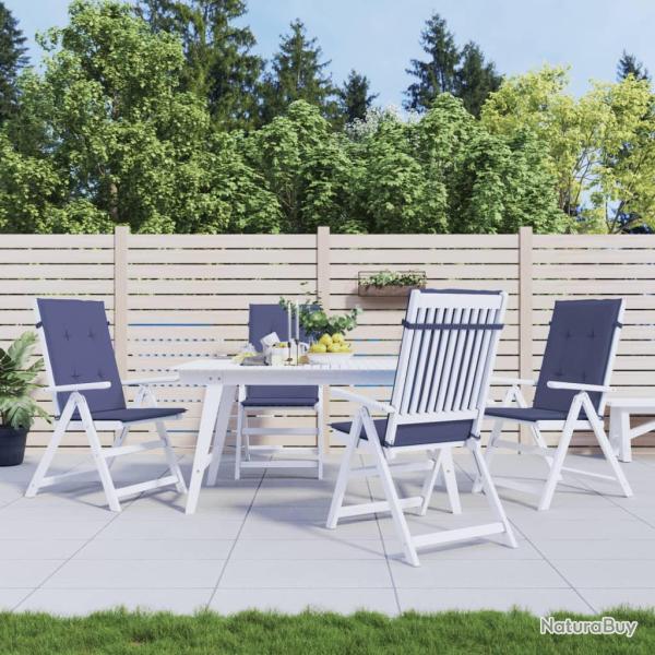 Coussins de chaise � dossier haut lot de 4 bleu marine tissu