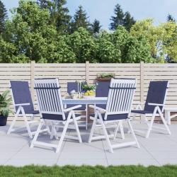 Coussins de chaise &agrave; dossier haut lot de 6 bleu marine tissu