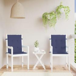 Coussins de chaise &agrave; dossier bas lot de 2 bleu marine tissu