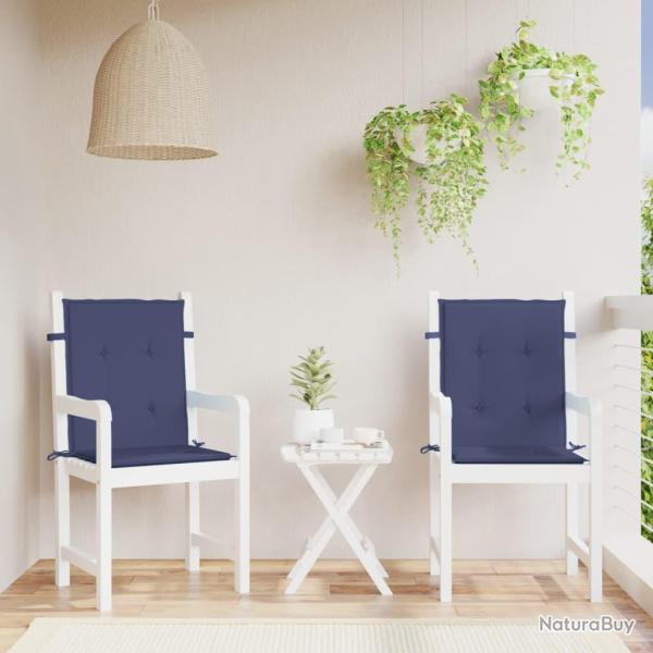 Coussins de chaise � dossier bas lot de 2 bleu marine tissu