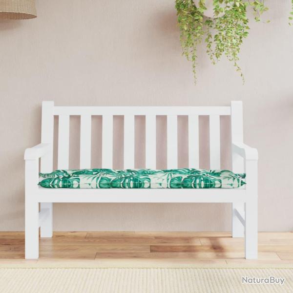 Coussin de banc de motif de feuilles 120x50x7 cm