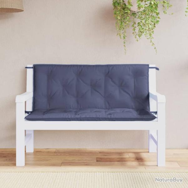 Coussins de banc de lot de 2 bleu marine 120x50x7 cm