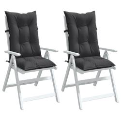 Coussins de chaise &agrave; dossier haut lot de 2 anthracite m&eacute;lang&eacute;