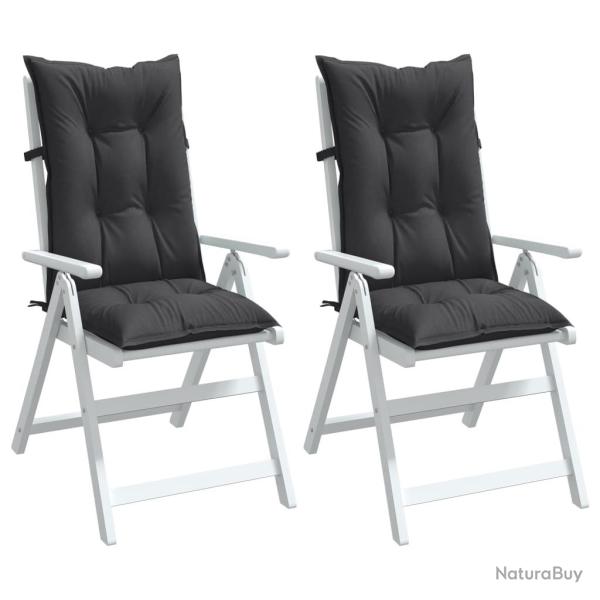 Coussins de chaise � dossier haut lot de 2 anthracite m�lang�