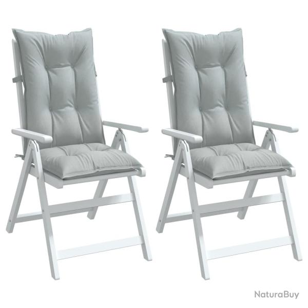 Coussins de chaise � dossier haut lot de 2 gris clair m�lang�