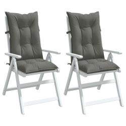 Coussins de chaise &agrave; dossier haut lot de 2 gris fonc&eacute; m&eacute;lang&eacute;