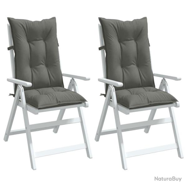 Coussins de chaise � dossier haut lot de 2 gris fonc� m�lang�