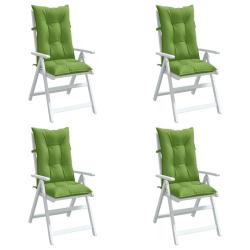 Coussins de chaise &agrave; dossier haut lot de 4 vert m&eacute;lang&eacute; tissu