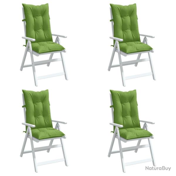 Coussins de chaise � dossier haut lot de 4 vert m�lang� tissu