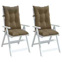 Coussins de chaise &agrave; dossier haut lot de 2 taupe m&eacute;lang&eacute; tissu
