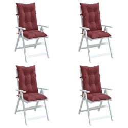 Coussins de chaise dossier haut lot de 4 rouge bordeaux m&eacute;lang&eacute;