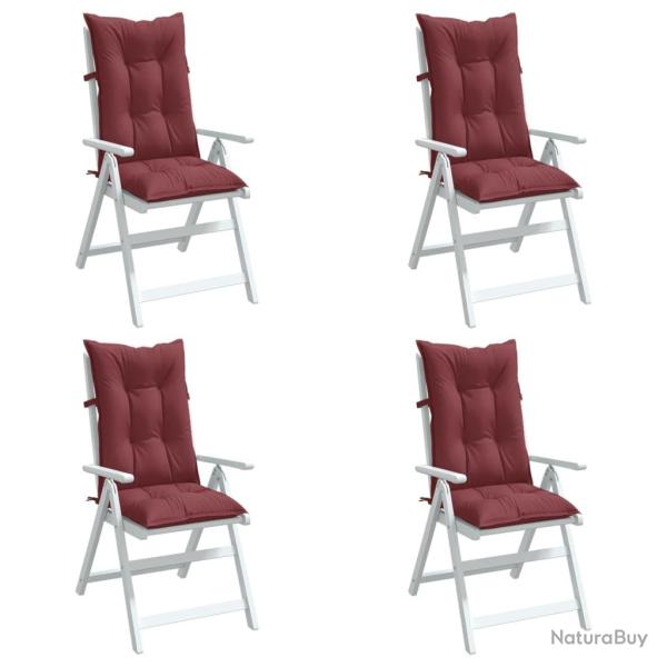 Coussins de chaise dossier haut lot de 4 rouge bordeaux m�lang�