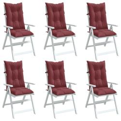 Coussins de chaise dossier haut lot de 6 rouge bordeaux m&eacute;lang&eacute;