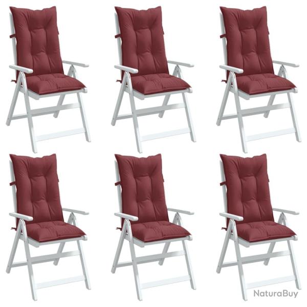 Coussins de chaise dossier haut lot de 6 rouge bordeaux m�lang�