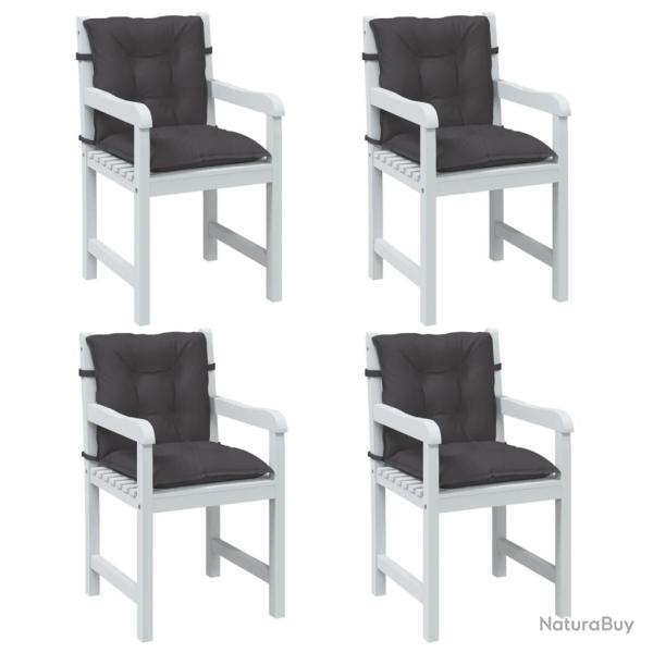 Coussins de chaise � dossier bas lot de 4 anthracite m�lang�