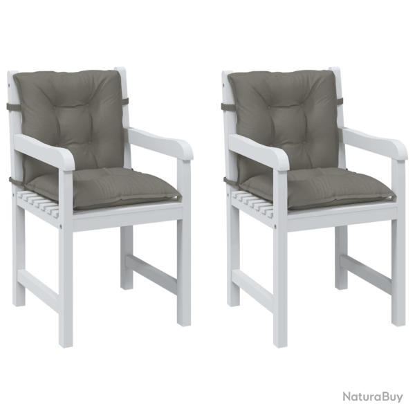 Coussins de chaise � dossier bas lot de 2 gris fonc� m�lang�