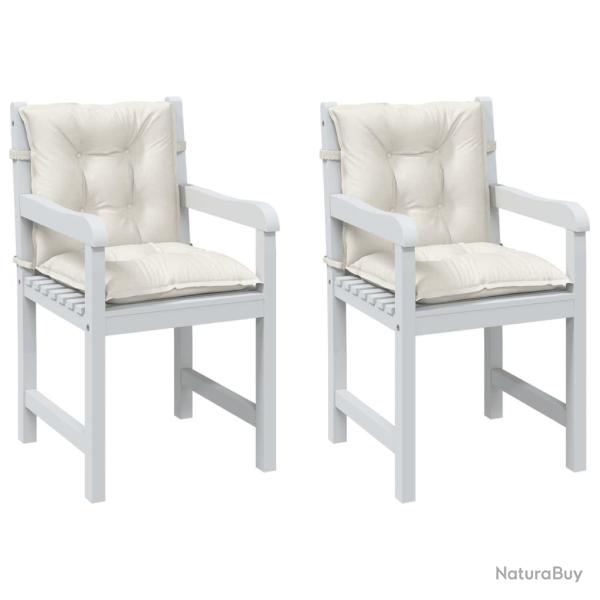 Coussins de chaise � dossier bas lot de 2 cr�me m�lang� tissu