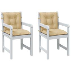 Coussins de chaise &agrave; dossier bas lot de 2 beige m&eacute;lang&eacute; tissu