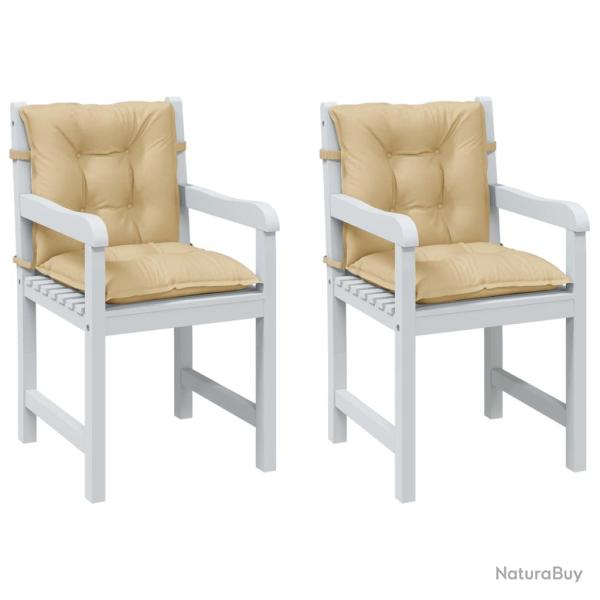 Coussins de chaise � dossier bas lot de 2 beige m�lang� tissu