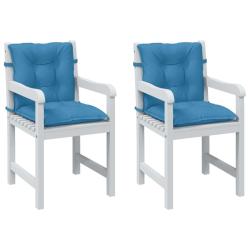 Coussins de chaise &agrave; dossier bas lot de 2 bleu m&eacute;lang&eacute; tissu