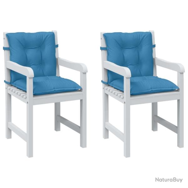 Coussins de chaise � dossier bas lot de 2 bleu m�lang� tissu