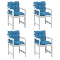Coussins de chaise &agrave; dossier bas lot de 4 bleu m&eacute;lang&eacute; tissu