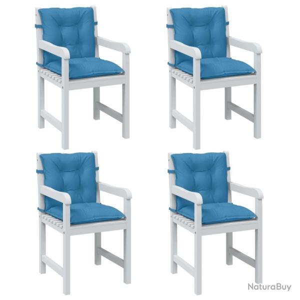 Coussins de chaise � dossier bas lot de 4 bleu m�lang� tissu