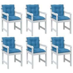 Coussins de chaise &agrave; dossier bas lot de 6 bleu m&eacute;lang&eacute; tissu