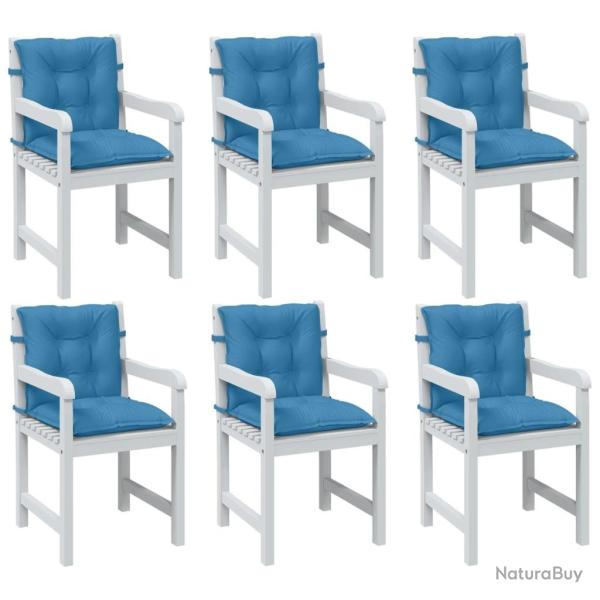 Coussins de chaise � dossier bas lot de 6 bleu m�lang� tissu