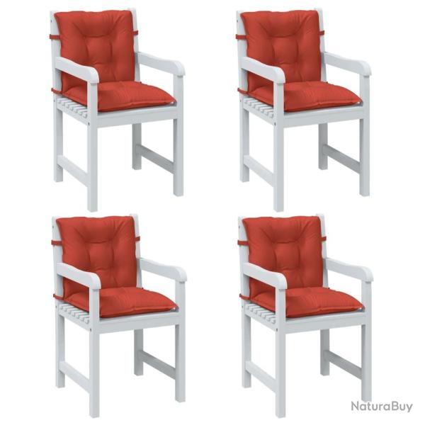 Coussins de chaise � dossier bas lot de 4 rouge m�lang� tissu