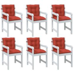 Coussins de chaise &agrave; dossier bas lot de 6 rouge m&eacute;lang&eacute; tissu