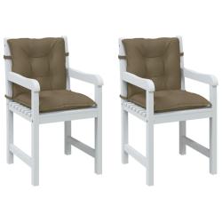 Coussins de chaise &agrave; dossier bas lot de 2 taupe m&eacute;lang&eacute; tissu