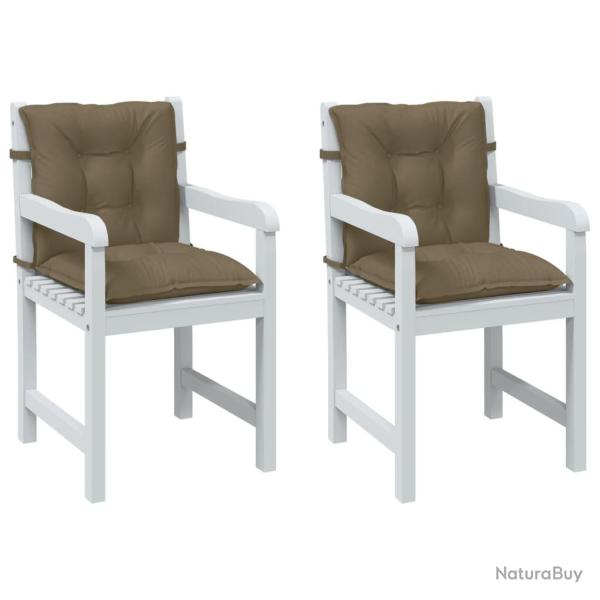 Coussins de chaise � dossier bas lot de 2 taupe m�lang� tissu
