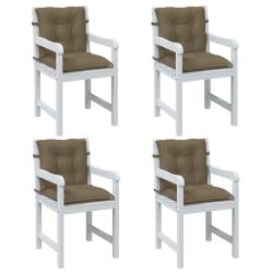Coussins de chaise &agrave; dossier bas lot de 4 taupe m&eacute;lang&eacute; tissu